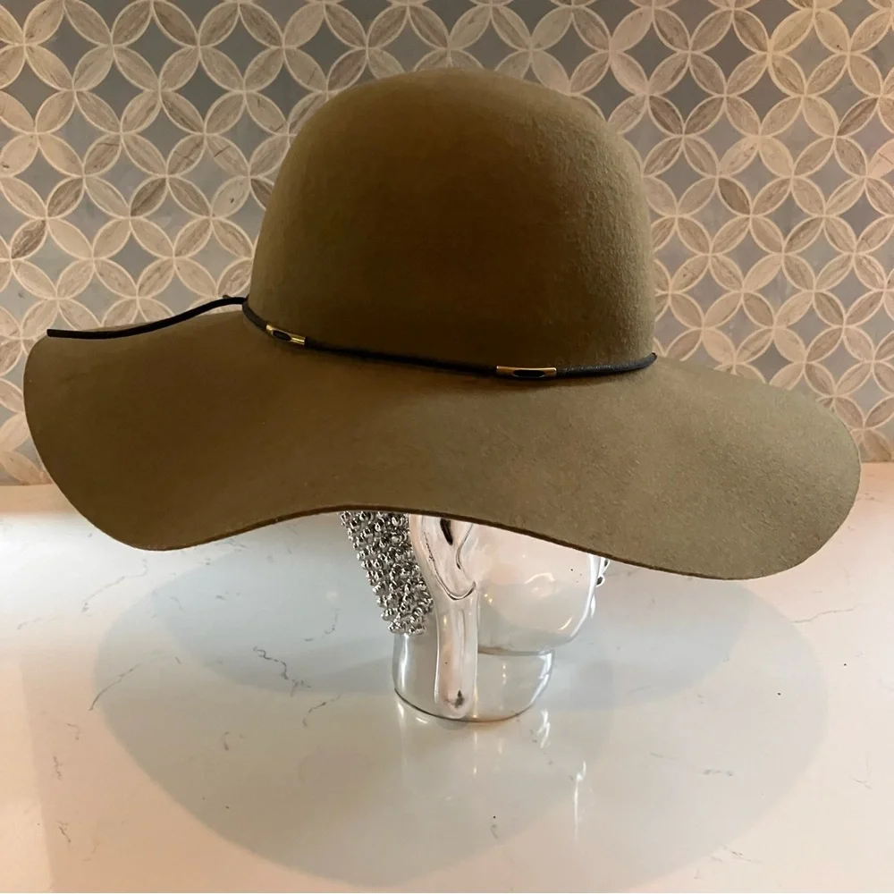 Vintage Scala Collezione Floppy Wide Brown Green Floppy Brim Hat 100% Wool OS - Picture 2 of 11